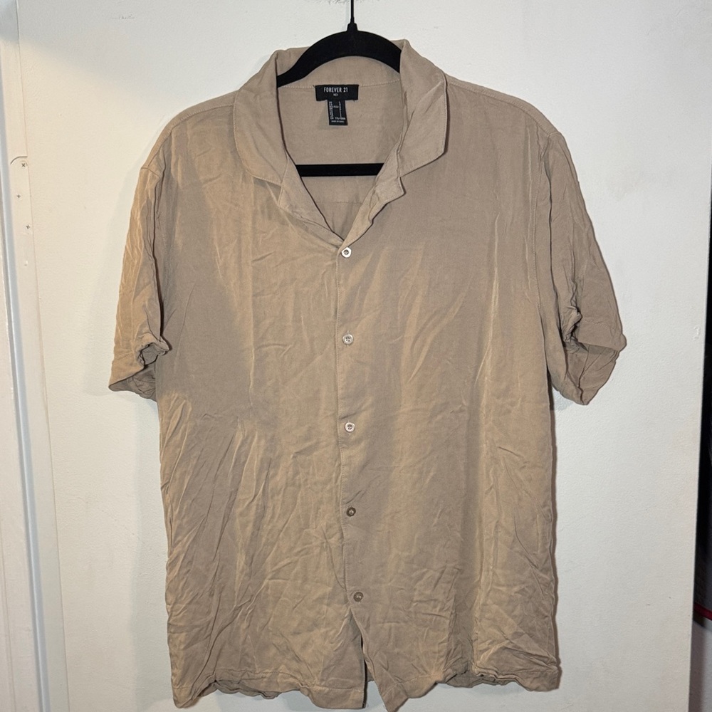 Faded Glory Casual Tan Button Down Shirt